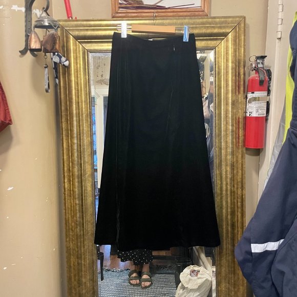 Vintage J Crew Black Crushed Velvet Slip Skirt - Picture 2 of 2